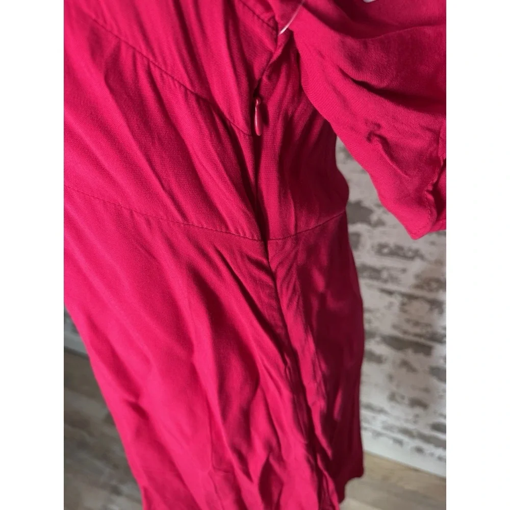 Free People Dress Womens Size 8 Be My Baby‎ Red Ruched Front Elbow Dress New